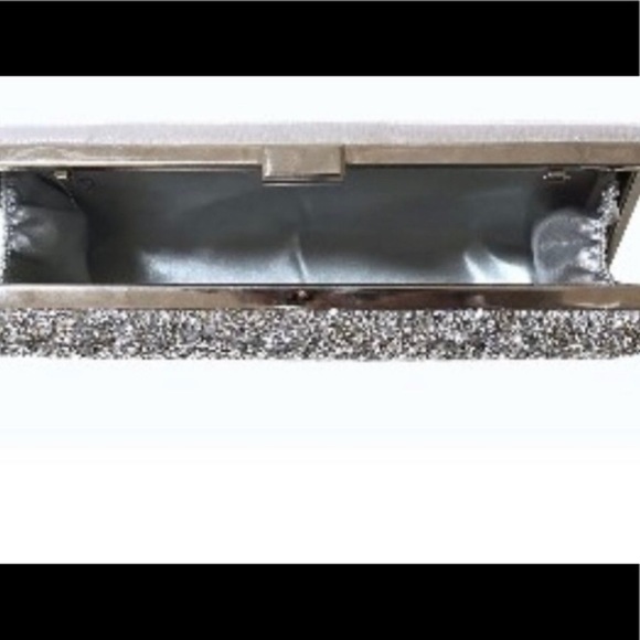 Silver Rhinestone Evening Clutch Bag with short and long strap - Picture 11 of 12